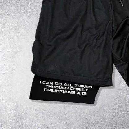 Christianartworkshop Philippians 4:13 I Can Do All Things Through Christ Performance Shorts