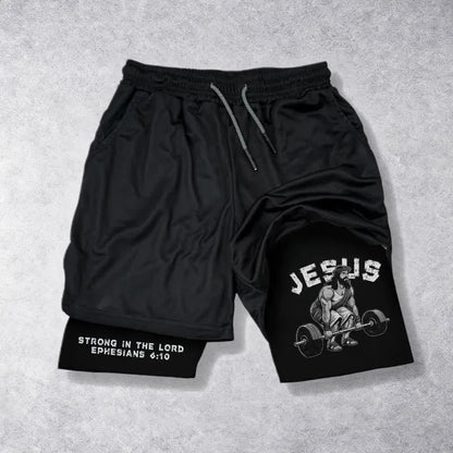 Christianartworkshop Ephesians 6:10 Jesus Weightlifting Performance Shorts
