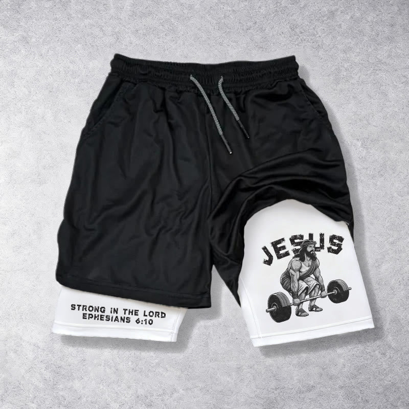 Christianartworkshop Ephesians 6:10 Jesus Weightlifting Performance Shorts