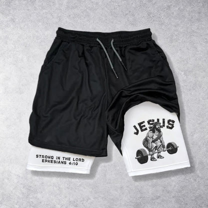 Christianartworkshop Ephesians 6:10 Jesus Weightlifting Performance Shorts