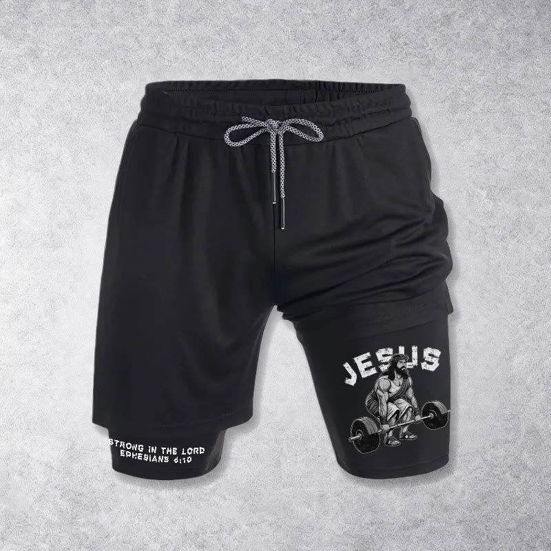 Christianartworkshop Ephesians 6:10 Jesus Weightlifting Performance Shorts