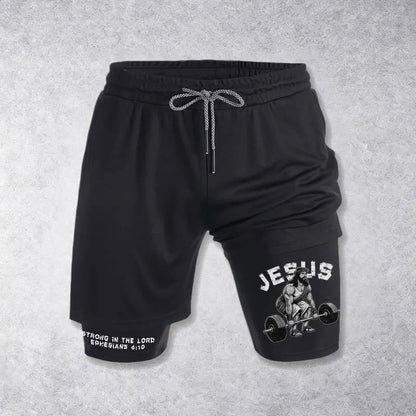 Christianartworkshop Ephesians 6:10 Jesus Weightlifting Performance Shorts