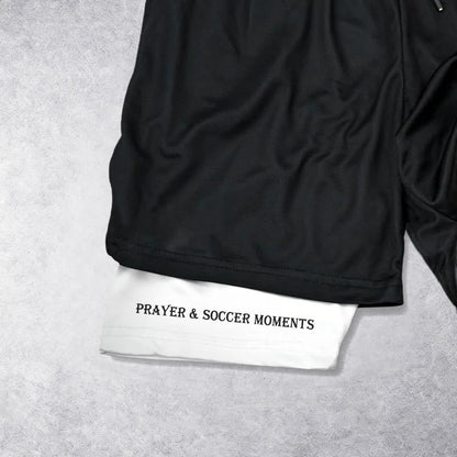 Christianartworkshop Soccer & Faith Heartbeat Cross Athletic Layered Shorts