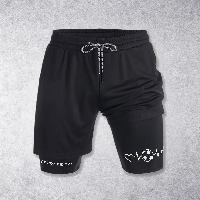 Christianartworkshop Soccer & Faith Heartbeat Cross Athletic Layered Shorts