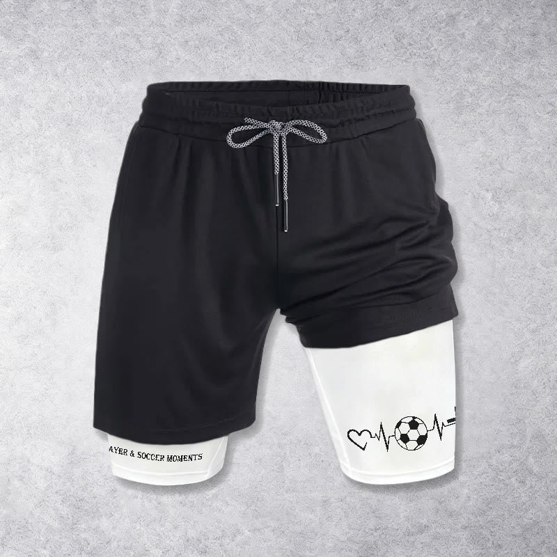 Christianartworkshop Soccer & Faith Heartbeat Cross Athletic Layered Shorts