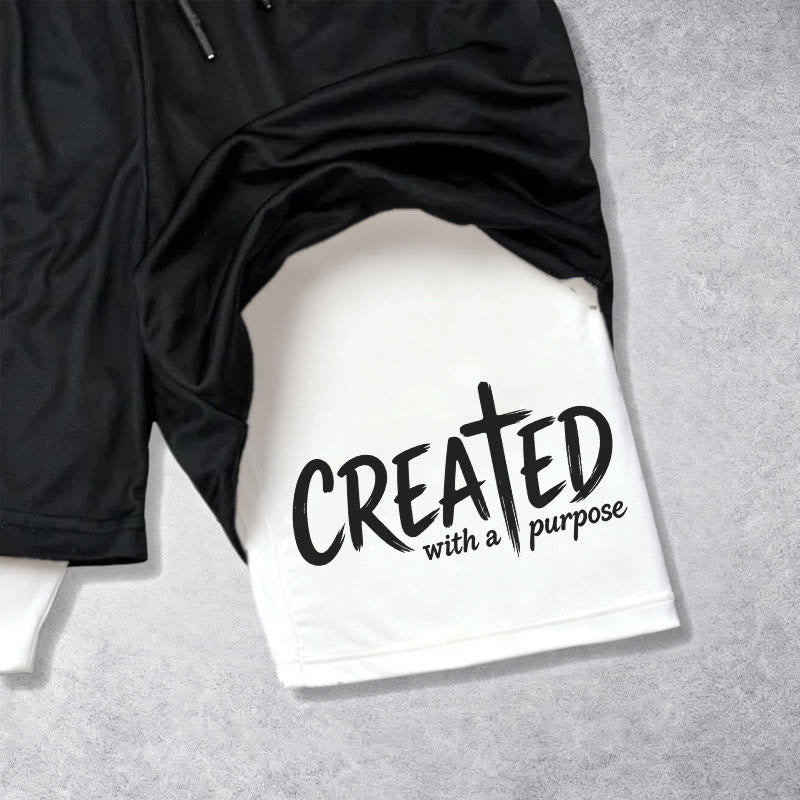 Christianartworkshop Created With A Purpose Cross Performance Layered Shorts