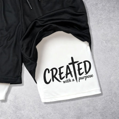 Christianartworkshop Created With A Purpose Cross Performance Layered Shorts
