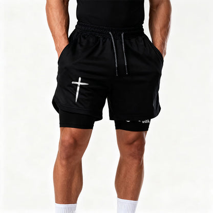 Christianartworkshop Created With A Purpose Cross Performance Layered Shorts