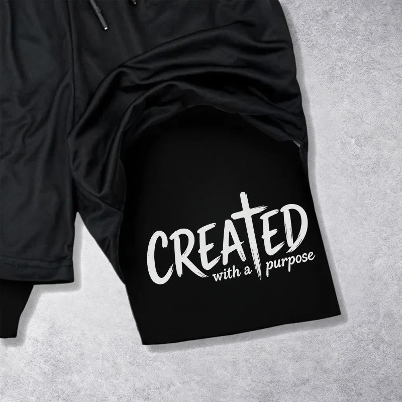 Christianartworkshop Created With A Purpose Cross Performance Layered Shorts