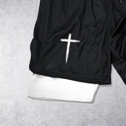 Christianartworkshop Created With A Purpose Cross Performance Layered Shorts