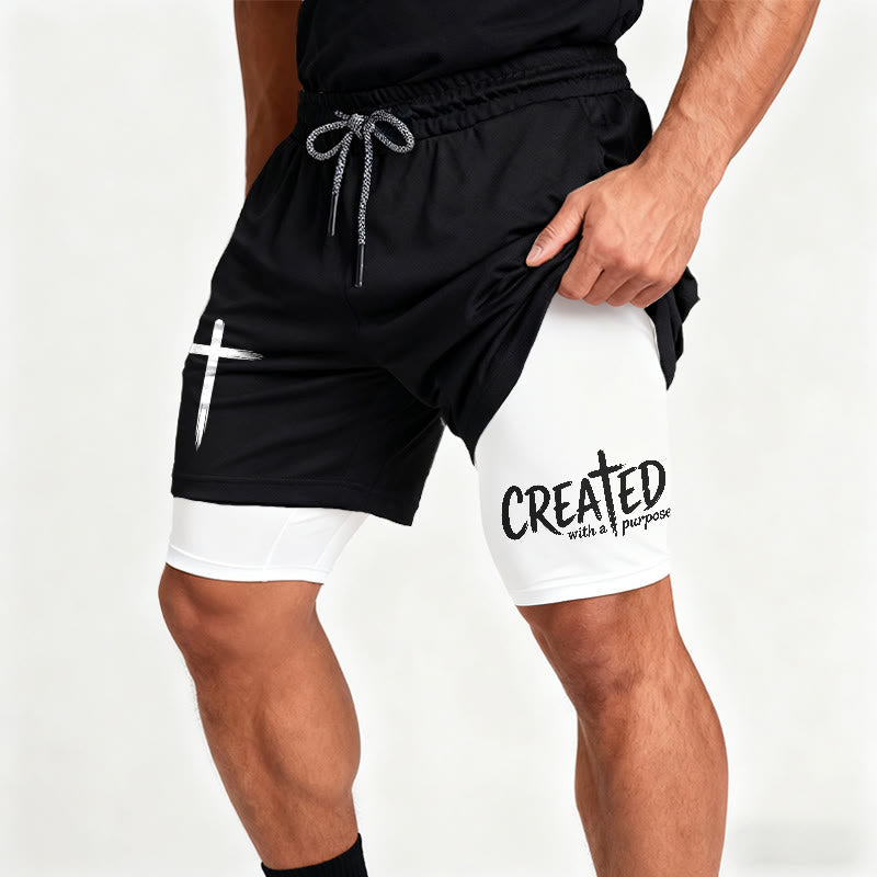 Christianartworkshop Created With A Purpose Cross Performance Layered Shorts