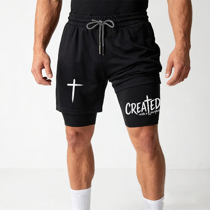 Christianartworkshop Created With A Purpose Cross Performance Layered Shorts