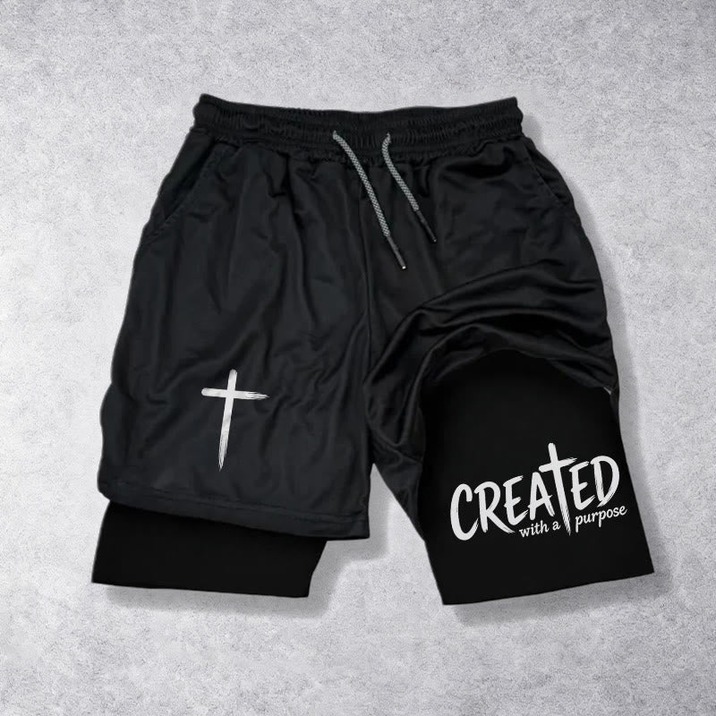 Christianartworkshop Created With A Purpose Cross Performance Layered Shorts