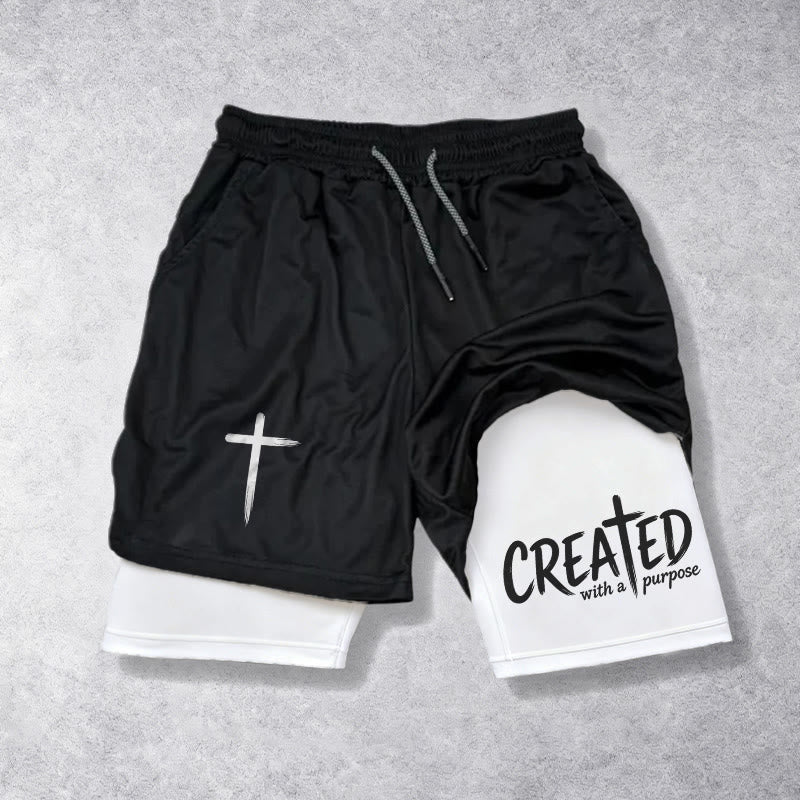 Christianartworkshop Created With A Purpose Cross Performance Layered Shorts