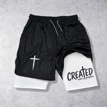 Christianartworkshop Created With A Purpose Cross Performance Layered Shorts