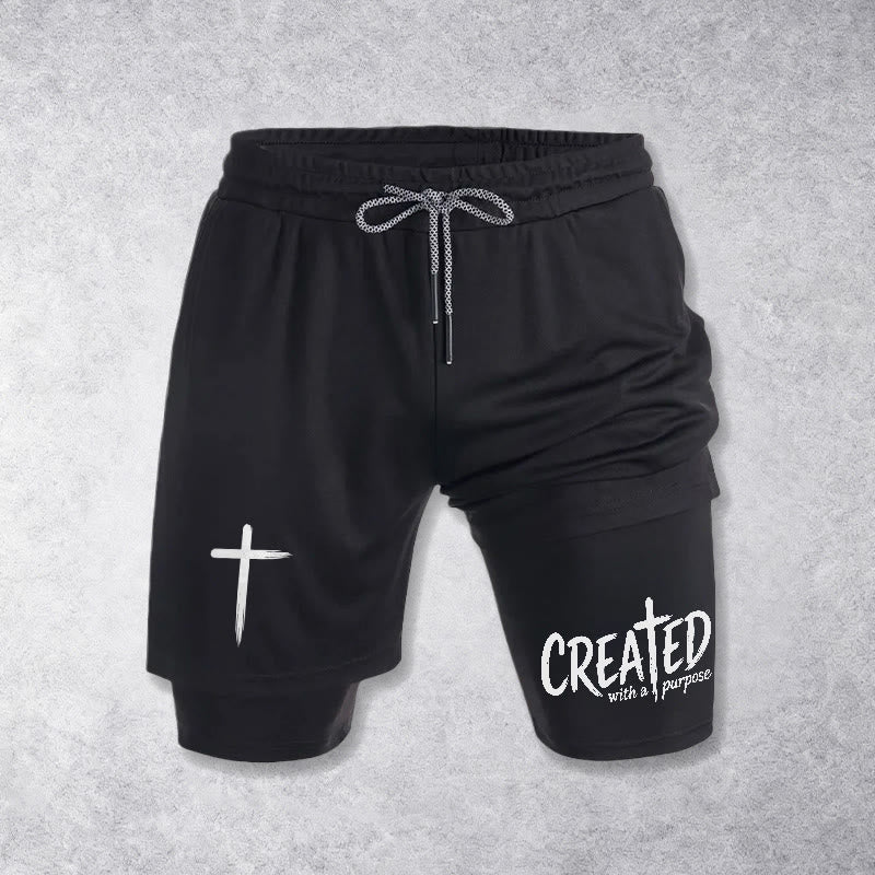 Christianartworkshop Created With A Purpose Cross Performance Layered Shorts