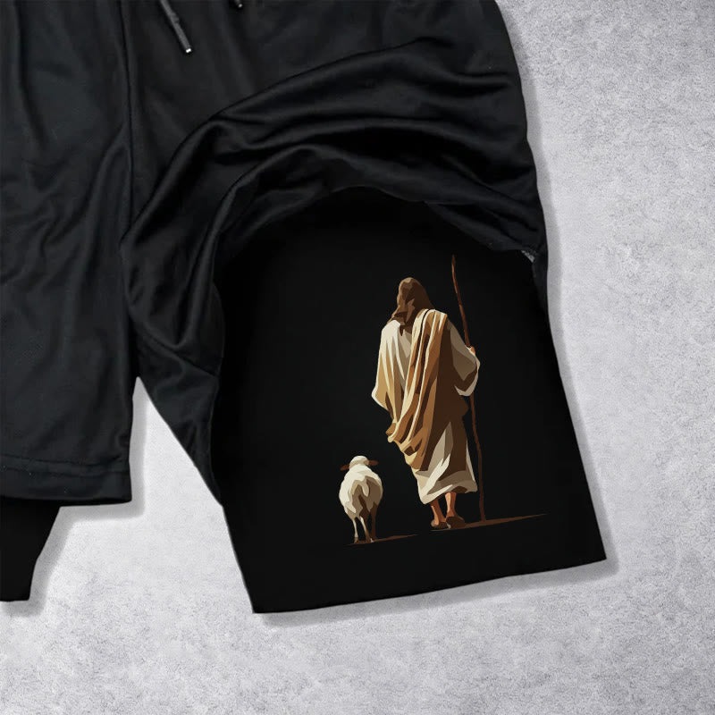 Christianartworkshop Jesus The Good Shepherd Psalm 27:1 Performance Layered Shorts