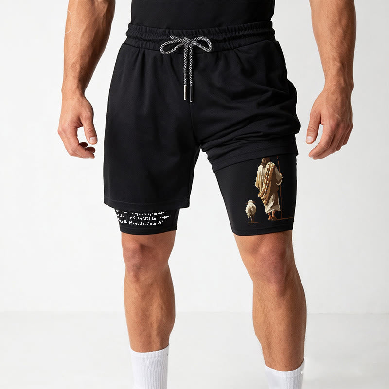 Christianartworkshop Jesus The Good Shepherd Psalm 27:1 Performance Layered Shorts