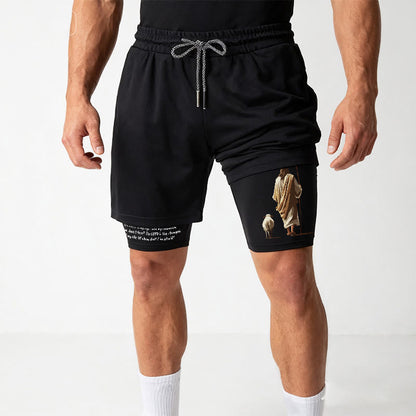 Christianartworkshop Jesus The Good Shepherd Psalm 27:1 Performance Layered Shorts