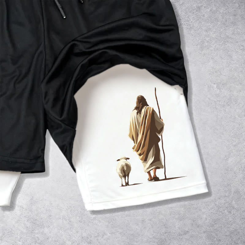 Christianartworkshop Jesus The Good Shepherd Psalm 27:1 Performance Layered Shorts