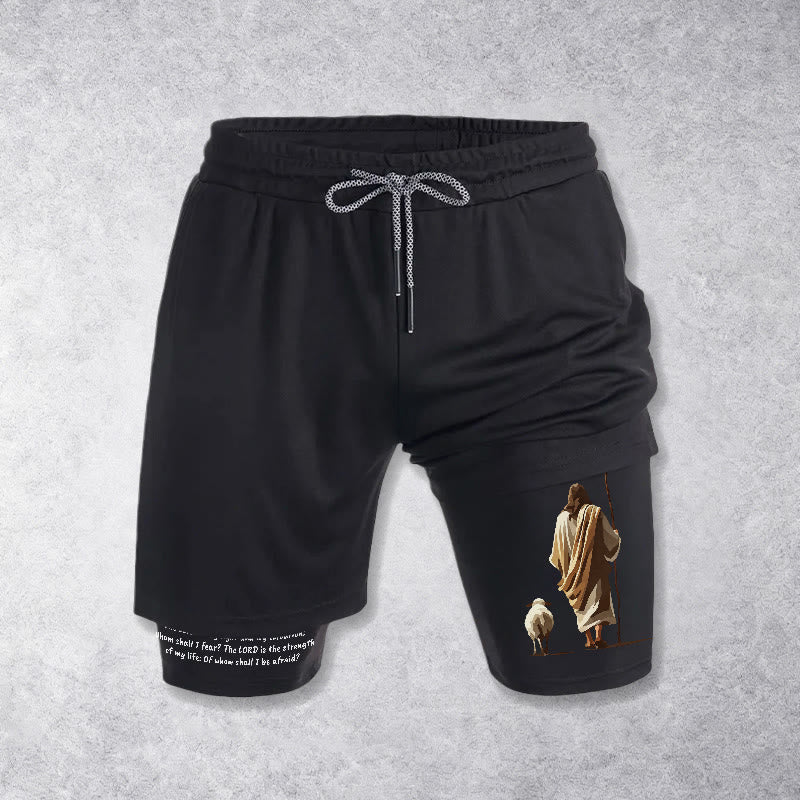 Christianartworkshop Jesus The Good Shepherd Psalm 27:1 Performance Layered Shorts