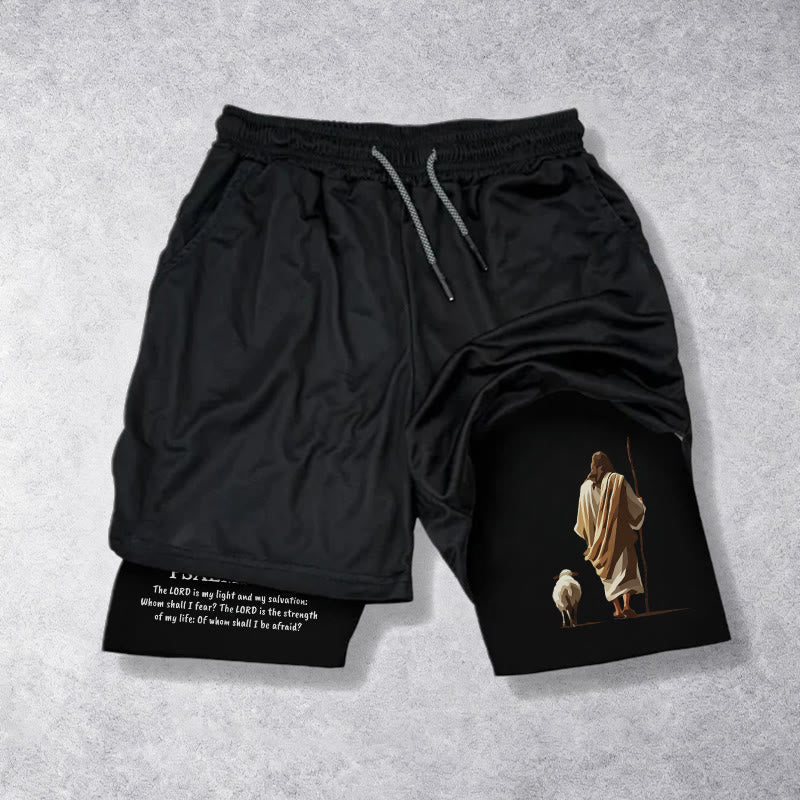 Christianartworkshop Jesus The Good Shepherd Psalm 27:1 Performance Layered Shorts