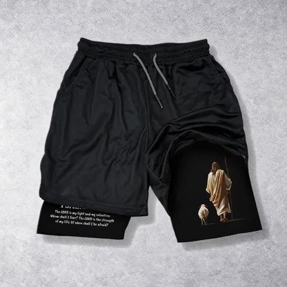 Christianartworkshop Jesus The Good Shepherd Psalm 27:1 Performance Layered Shorts