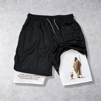 Christianartworkshop Jesus The Good Shepherd Psalm 27:1 Performance Layered Shorts