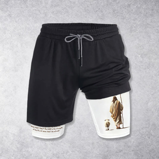 Christianartworkshop Jesus The Good Shepherd Psalm 27:1 Performance Layered Shorts