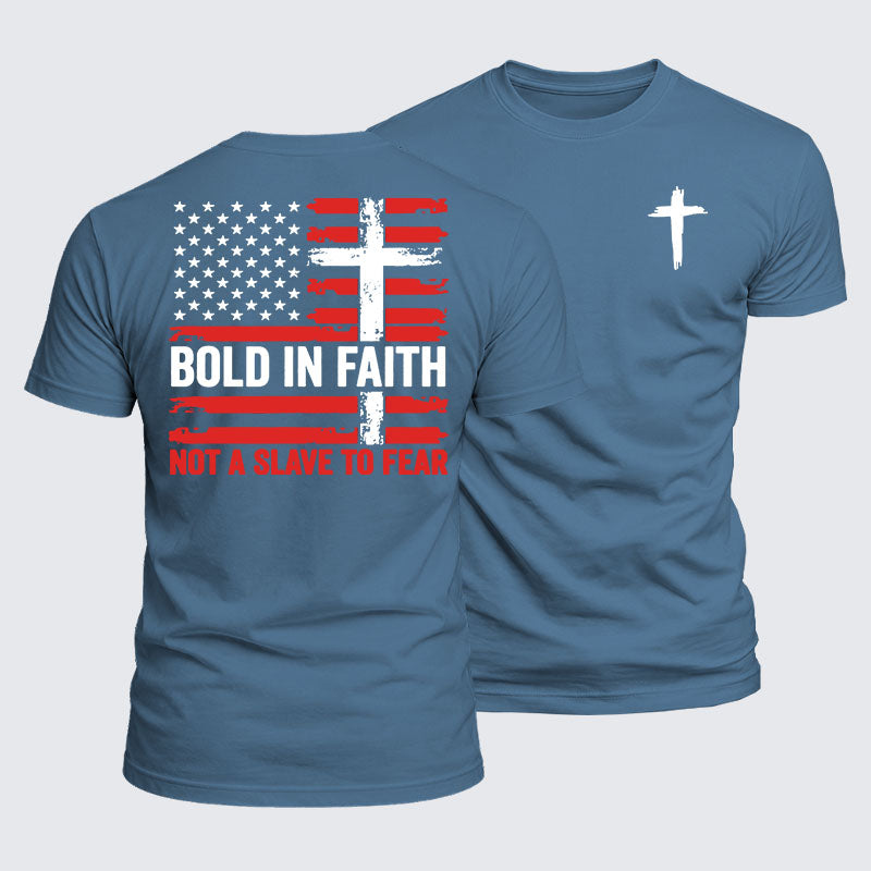 Luxe Mercerized Cotton Tee - Bold In Faith ,Not A Slave To Fear Flag