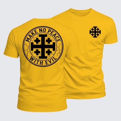 Luxe Mercerized Cotton Tee - Make No Peace with Evil Knight Templar Jerusalem Cross