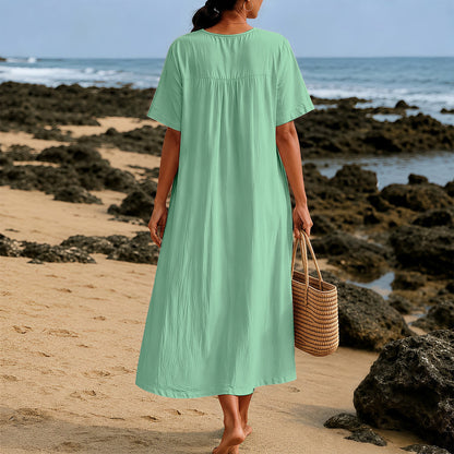 Christianartworkshop "Walk by Faith" 2 Corinthians 5:7 Scripture Print V-Neck Short Sleeve Midi Dress