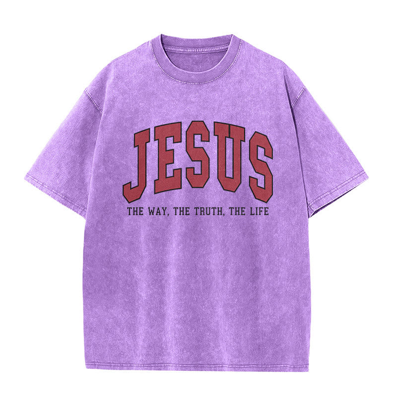 Christianartworkshop Streetwear Style "Jesus The Way The Truth The Life" Washed Unisex T-Shirt
