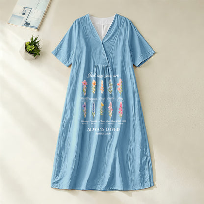 Christianartworkshop God Says You Are Always Loved Floral V-Neck Short Sleeve Midi Dress