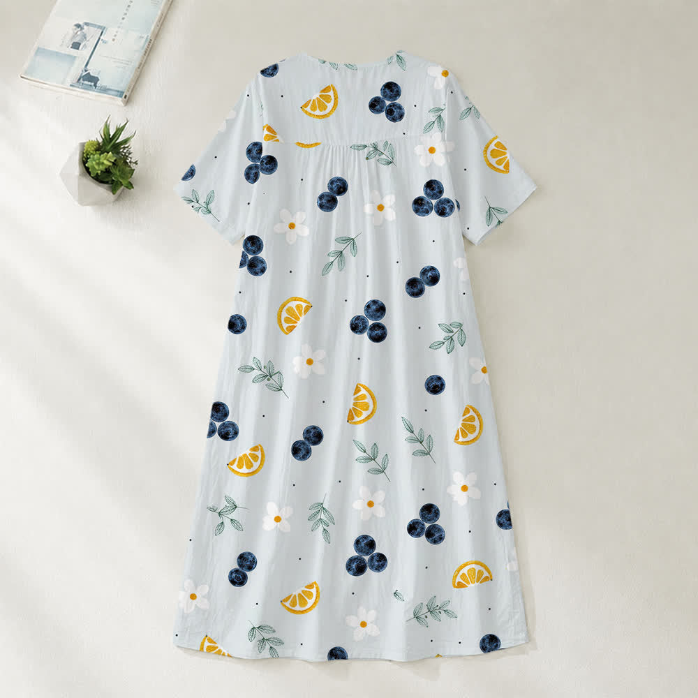 Christianartworkshop Summer Oversized Floral Print Cross Graphic V-Neck Short Sleeve Midi Dress