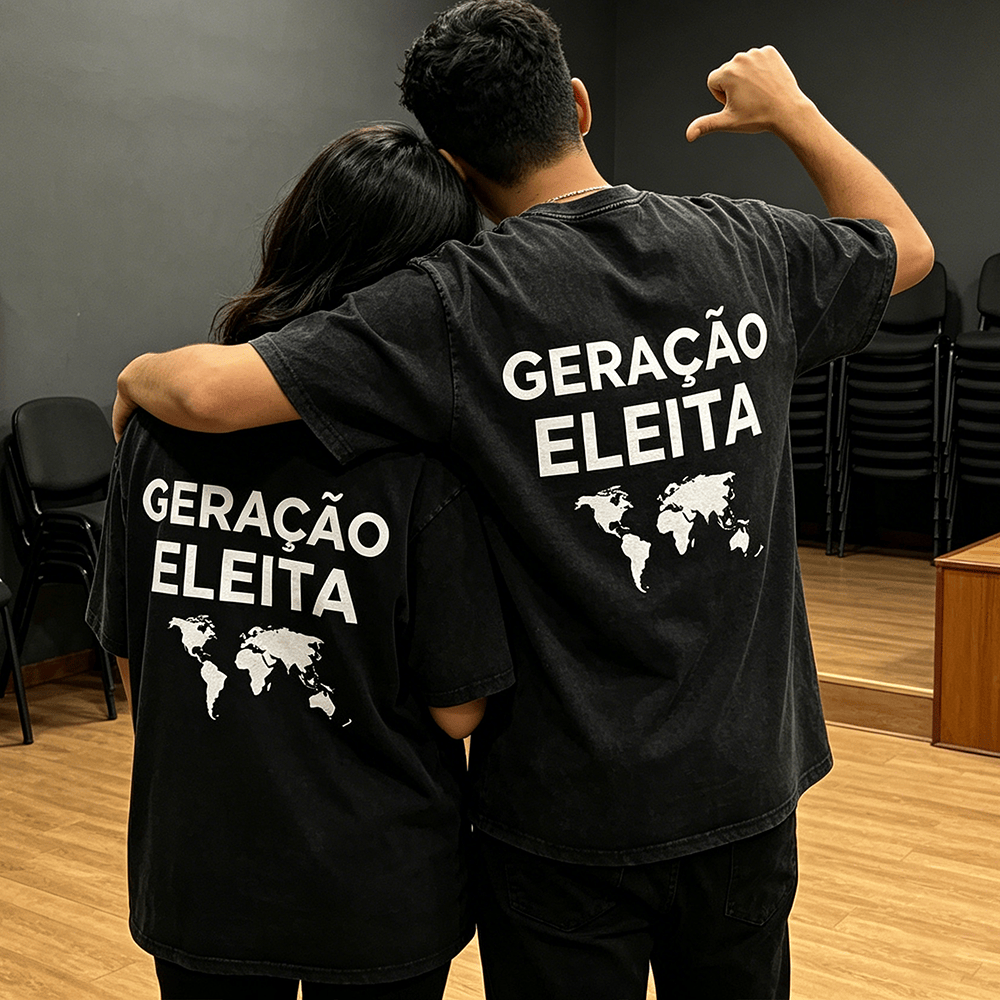 Christianartworkshop Gera莽茫o Eleita World Map Matching Couple Back Print Vintage Washed Unisex T-Shirt