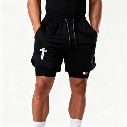 Christianartworkshop Philippians 4:13 Cross Vertical Scripture  Drawstring Faith Shorts