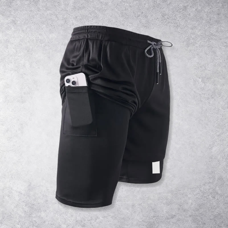 Christianartworkshop Two-Tier Layered Athletic Shorts Dual Different Cross Symbol Devotional Shorts