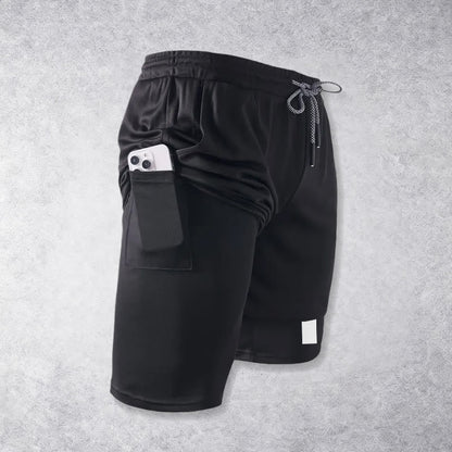 Christianartworkshop Two-Tier Layered Athletic Shorts Dual Different Cross Symbol Devotional Shorts