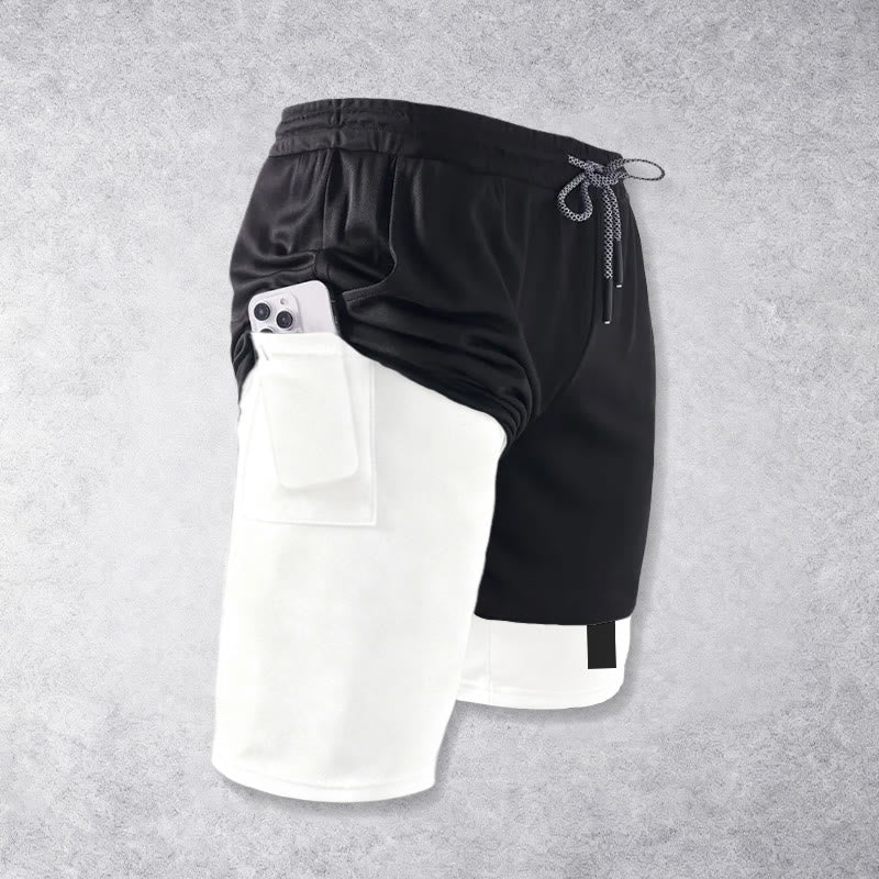 Christianartworkshop Two-Tier Layered Athletic Shorts Dual Different Cross Symbol Devotional Shorts
