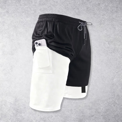 Christianartworkshop Two-Tier Layered Athletic Shorts Dual Different Cross Symbol Devotional Shorts