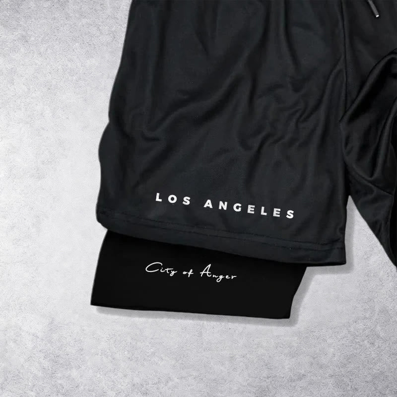 Christianartworkshop Los Angeles Letter Outer Flame Wing Cross City of Anger Hand Script Inner Two-Layer Drawstring Faith Shorts