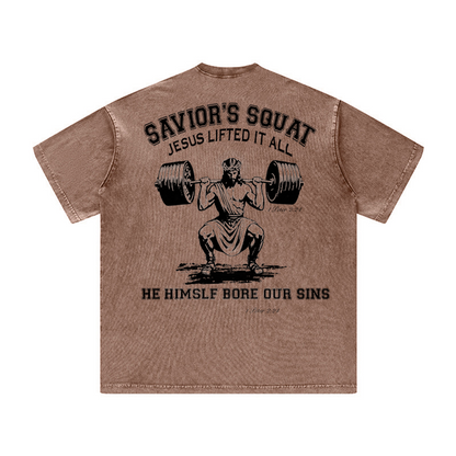 Savior's Squat Jesus Lifted It All Unisex Tee