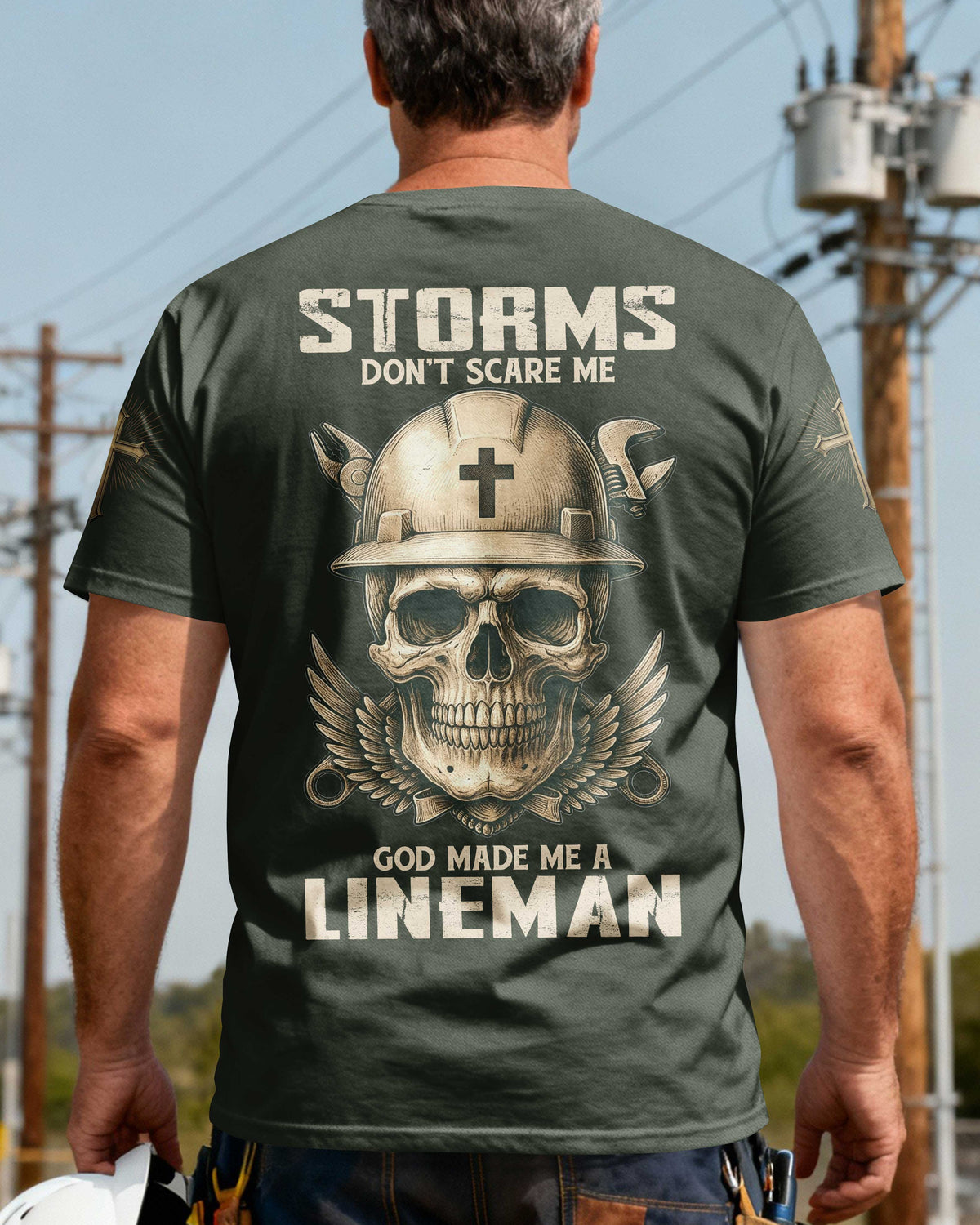 Storms Don't Scare Me God Made Me A Lineman T-Shirt