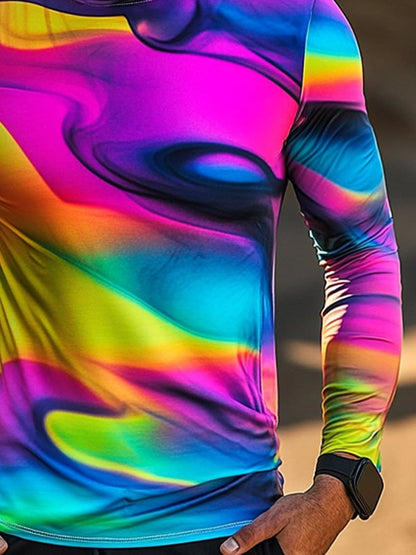 Men's Outdoor Sun Protection Breathable Cool Colorful Mask Hooded Sun Protection Long-Sleeved Top