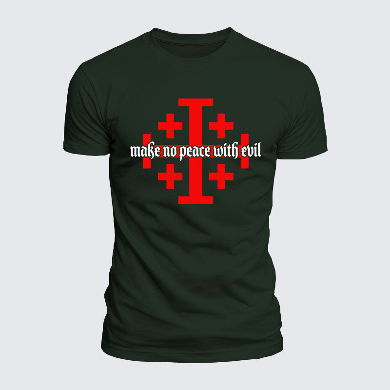 Luxe Mercerized Cotton Tee -  Make No Peace with Evil Knight Templar Jerusalem Cross