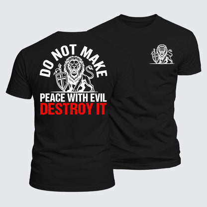 Luxe Mercerized Cotton Tee -  Make No Peace with Evil Knight Templar Jerusalem Cross