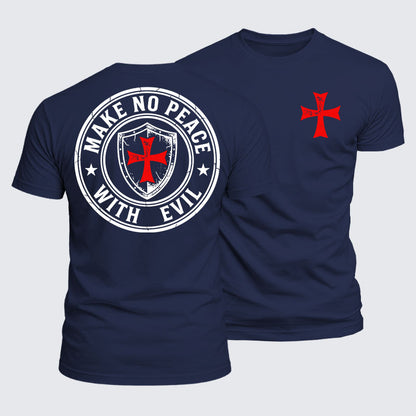 Luxe Mercerized Cotton Tee -  Make No Peace with Evil Knight Templar Jerusalem Cross