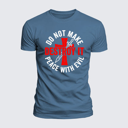 Luxe Mercerized Cotton Tee -  Make No Peace with Evil Knight Templar Jerusalem Cross