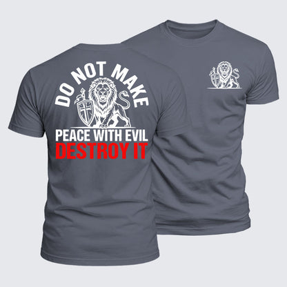 Luxe Mercerized Cotton Tee -  Make No Peace with Evil Knight Templar Jerusalem Cross